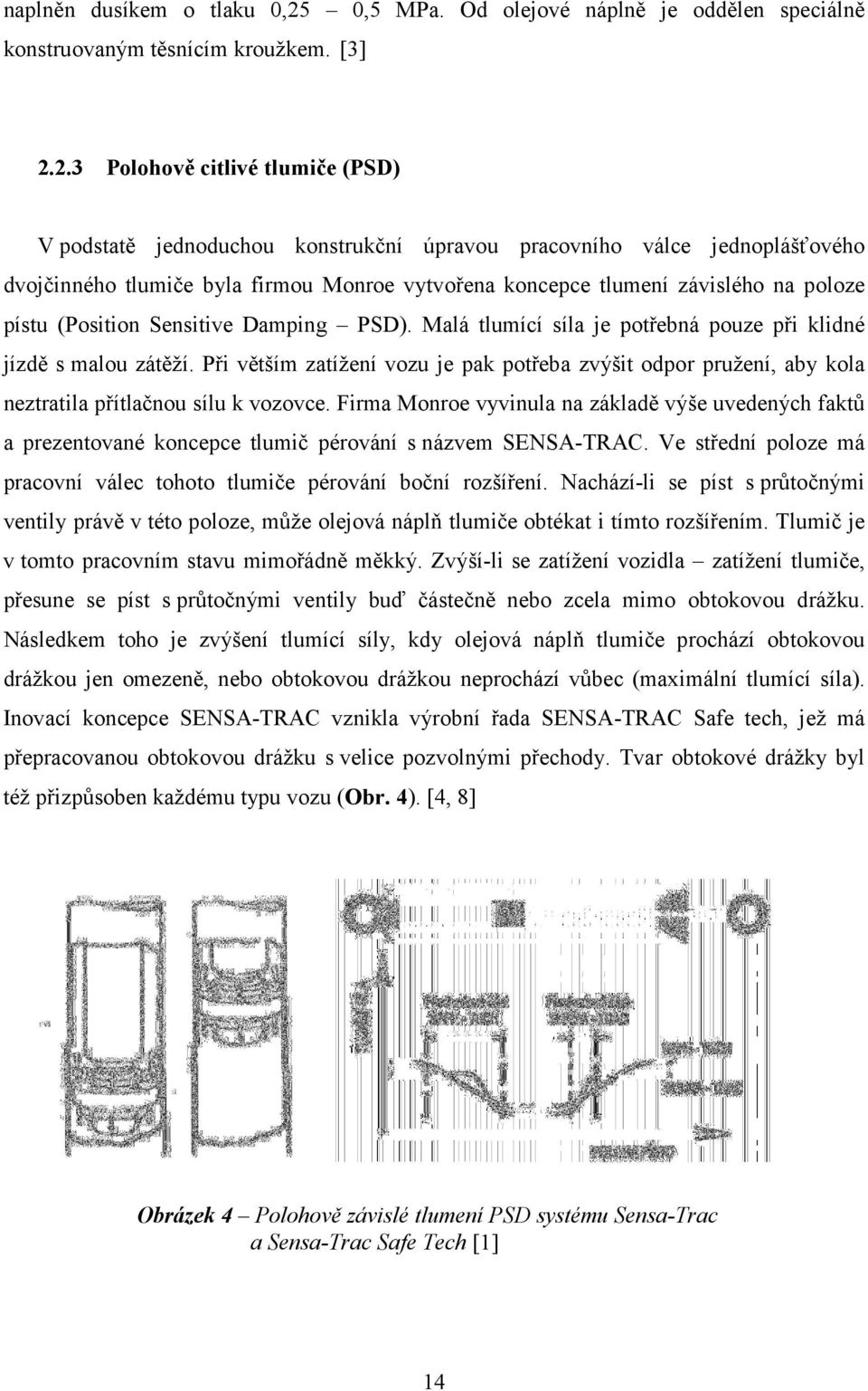 2.3 Polohově citlivé tlumiče (PSD) V podstatě jednoduchou konstrukční úpravou pracovního válce jednoplášťového dvojčinného tlumiče byla firmou Monroe vytvořena koncepce tlumení závislého na poloze