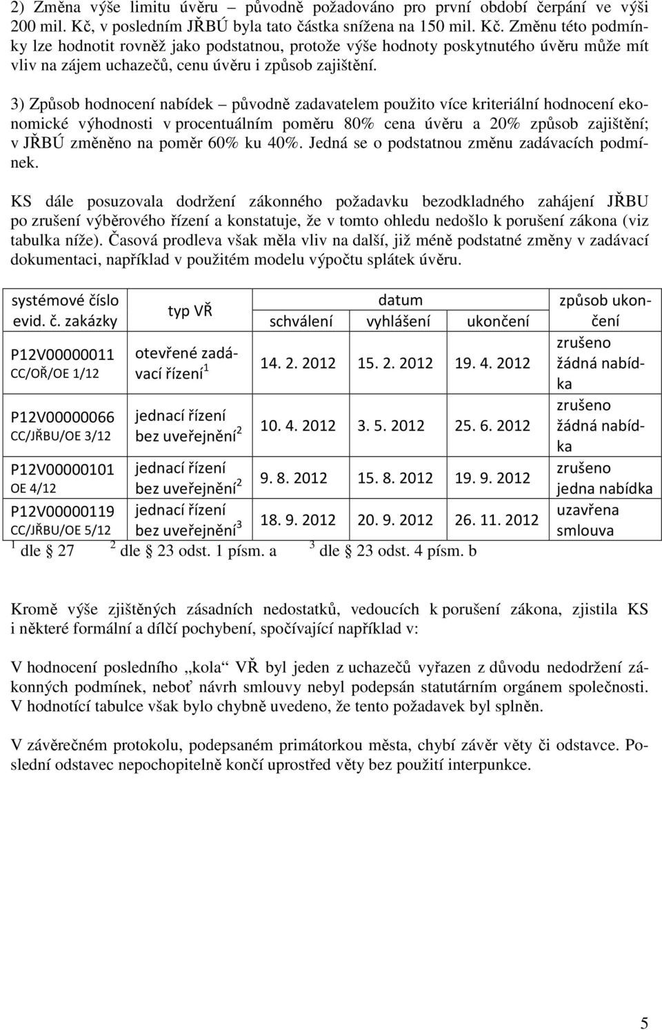 Změnu této podmínky lze hodnotit rovněž jako podstatnou, protože výše hodnoty poskytnutého úvěru může mít vliv na zájem uchazečů, cenu úvěru i způsob zajištění.