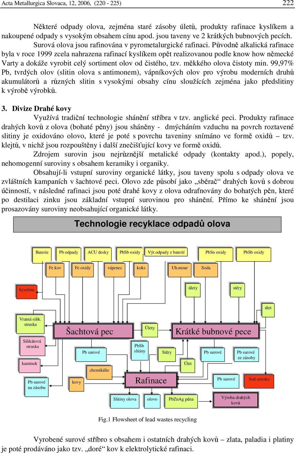 Původně alkalická rafinace byla v roce 1999 zcela nahrazena rafinací kyslíkem opět realizovanou podle know how německé Varty a dokáže vyrobit celý sortiment olov od čistého, tzv.