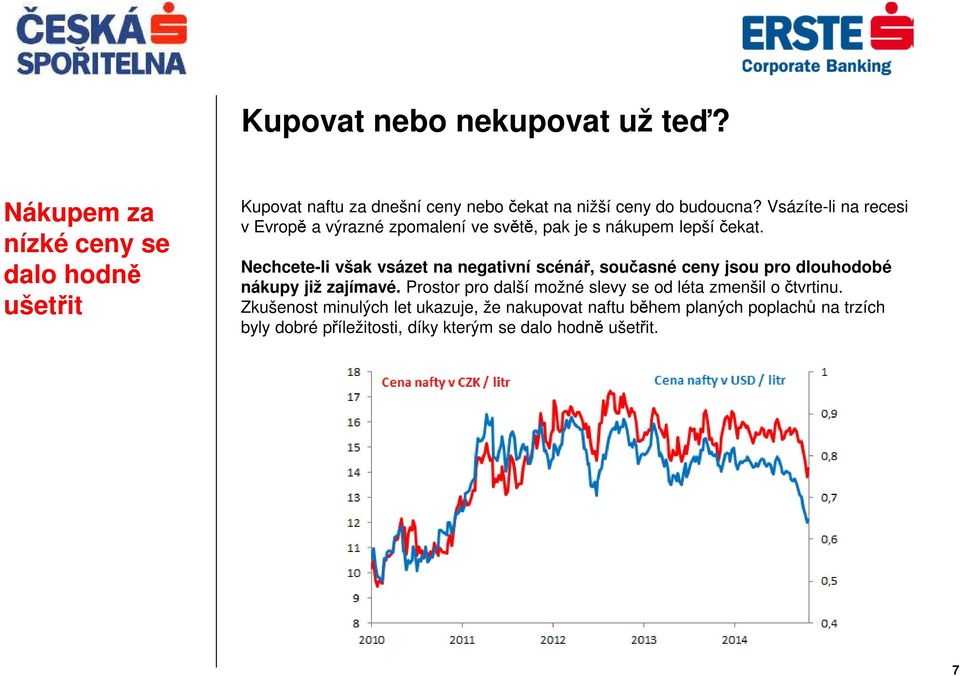 Vsázíte-li na recesi v Evropě a výrazné zpomalení ve světě, pak je s nákupem lepší čekat.