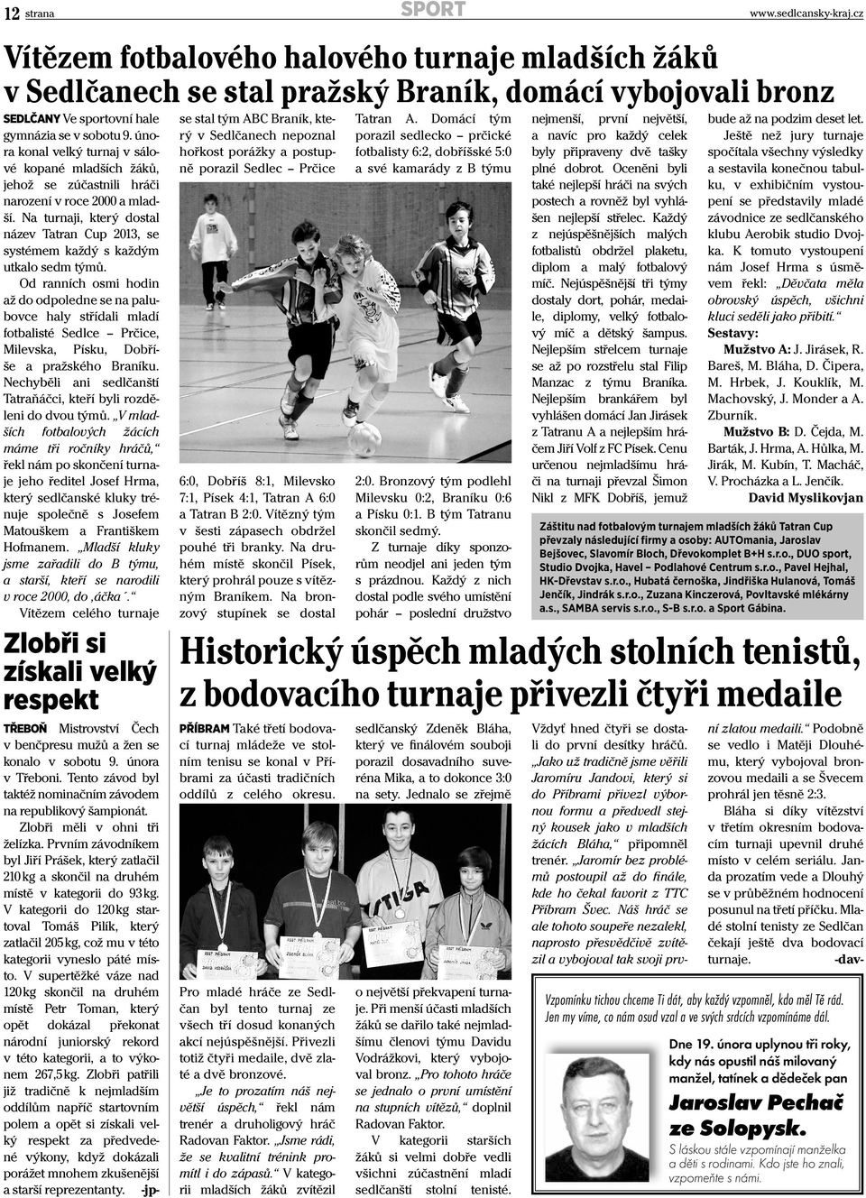 Na turnaji, který dostal název Tatran Cup 2013, se systémem každý s každým utkalo sedm týmů.