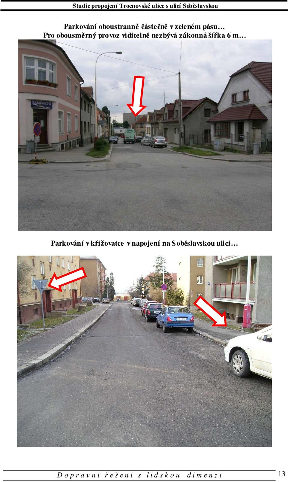 Parkování v křižovatce v napojení na Soběslavskou