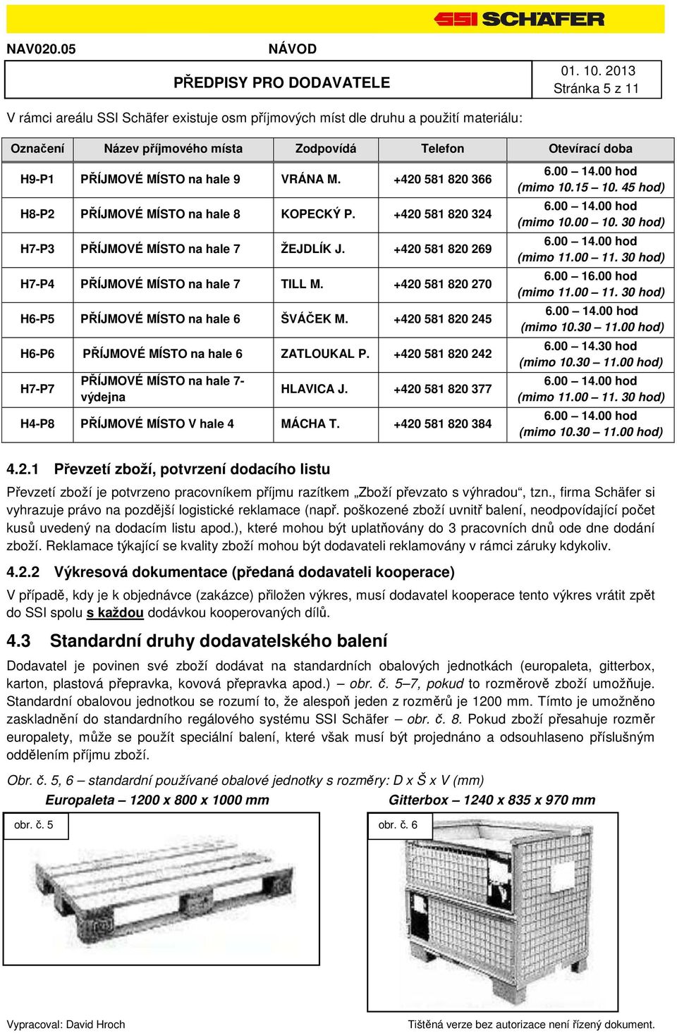 +420 581 820 270 H6-P5 PŘÍJMOVÉ MÍSTO na hale 6 ŠVÁČEK M. +420 581 820 245 H6-P6 PŘÍJMOVÉ MÍSTO na hale 6 ZATLOUKAL P. +420 581 820 242 H7-P7 PŘÍJMOVÉ MÍSTO na hale 7- výdejna HLAVICA J.