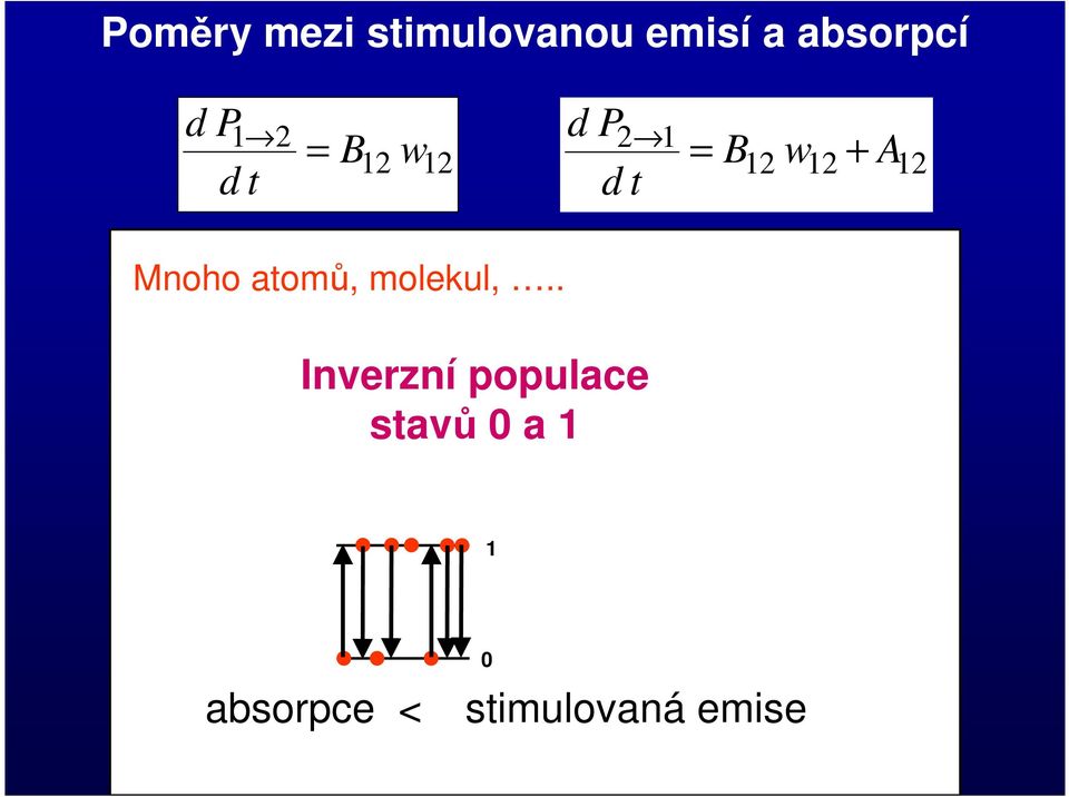 . Inverzní populace stavů 0 a 1 d P = B w + A