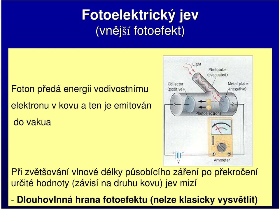 zvětšování vlnové délky působícího záření po překročení určité