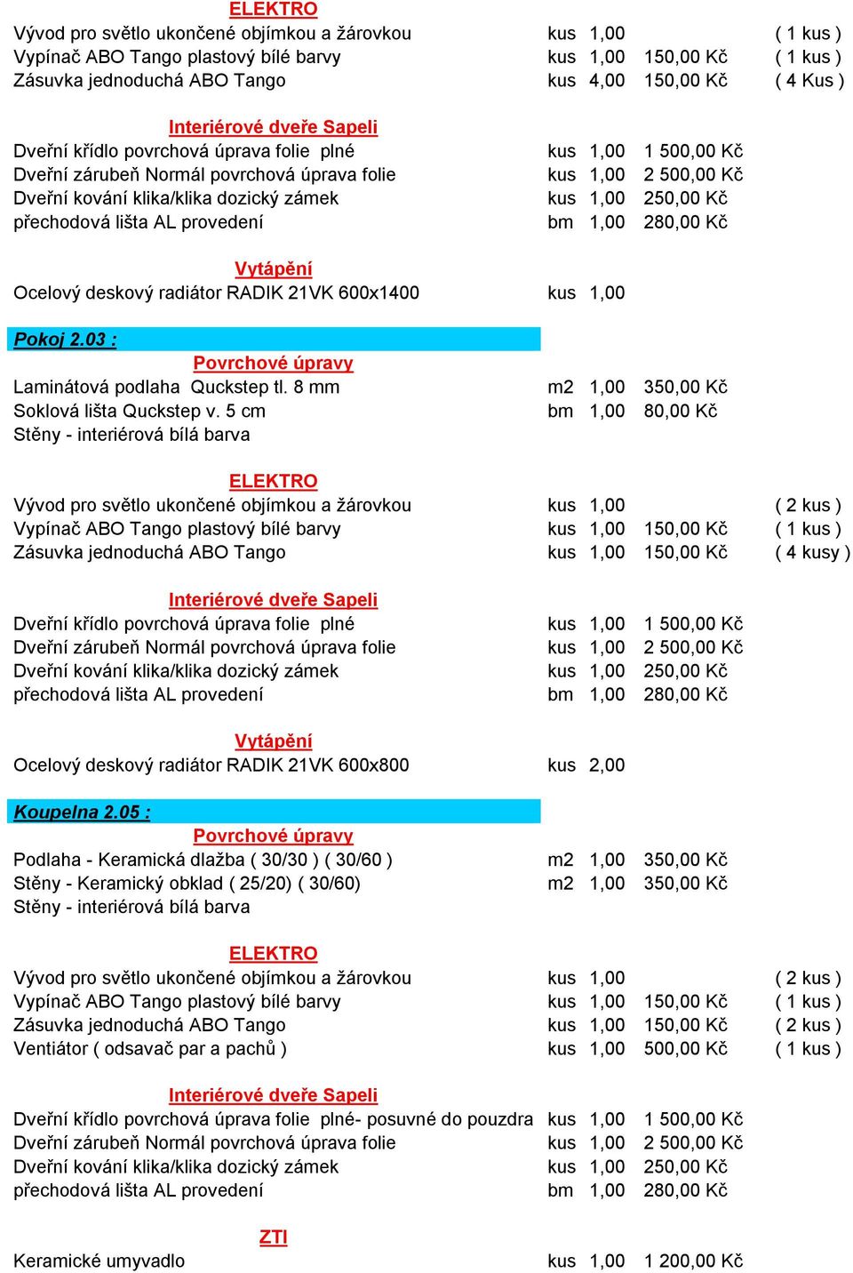 radiátor RADIK 21VK 600x800 kus 2,00 Koupelna 2.