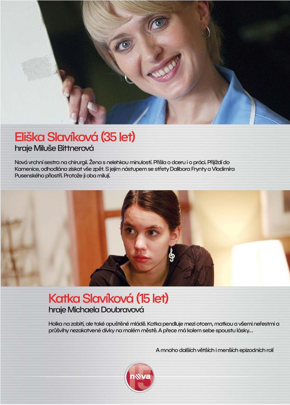 Protože ji oba milují. Katka Slavíková (15 let) hraje Michaela Doubravová Holka na zabití, ale také opuštěné mládě.