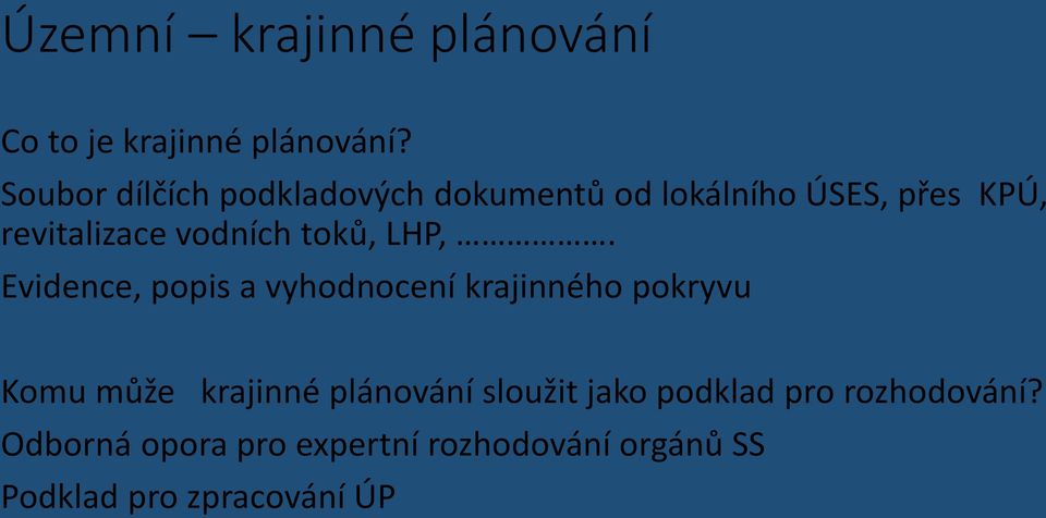 vodních toků, LHP,.
