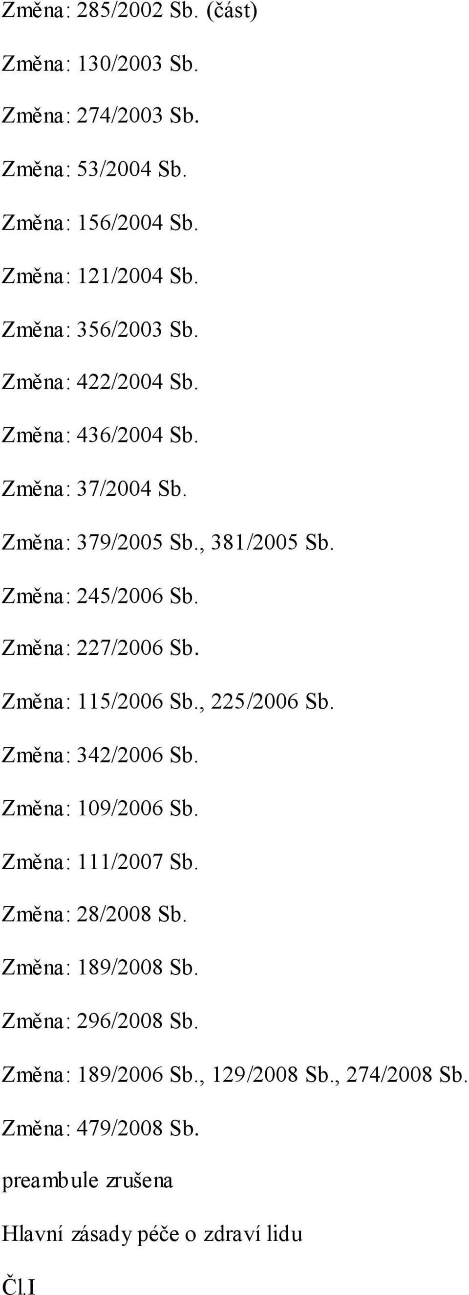 Změna: 227/2006 Sb. Změna: 115/2006 Sb., 225/2006 Sb. Změna: 342/2006 Sb. Změna: 109/2006 Sb. Změna: 111/2007 Sb. Změna: 28/2008 Sb.