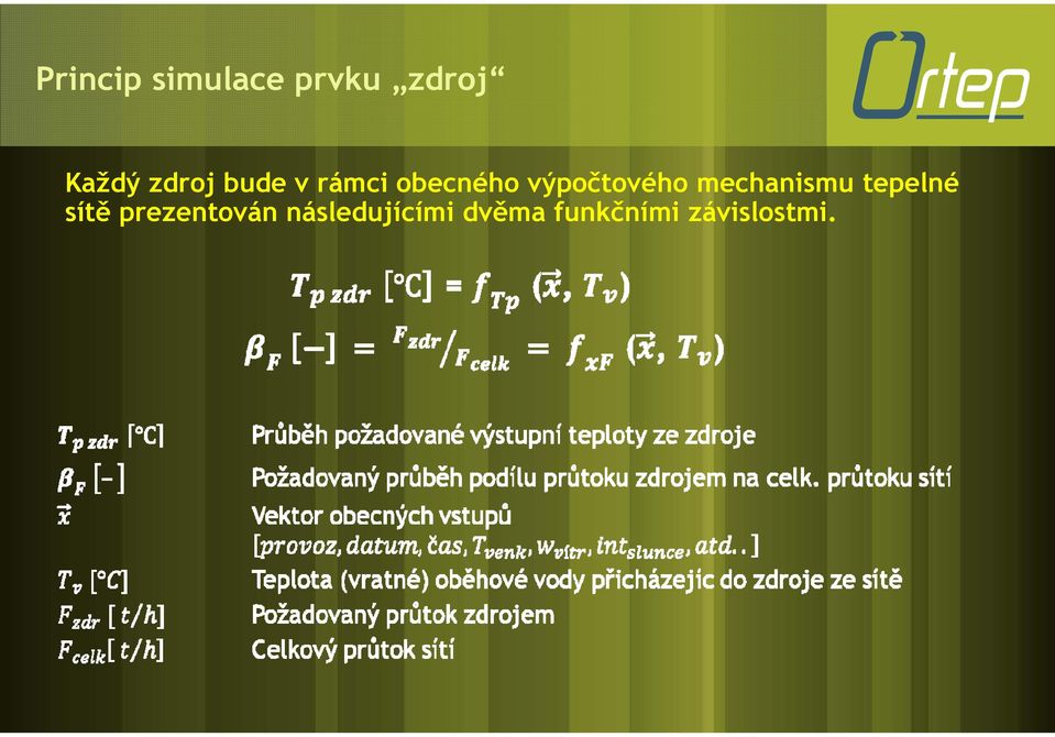 výpočtového mechanismu tepelné sítě