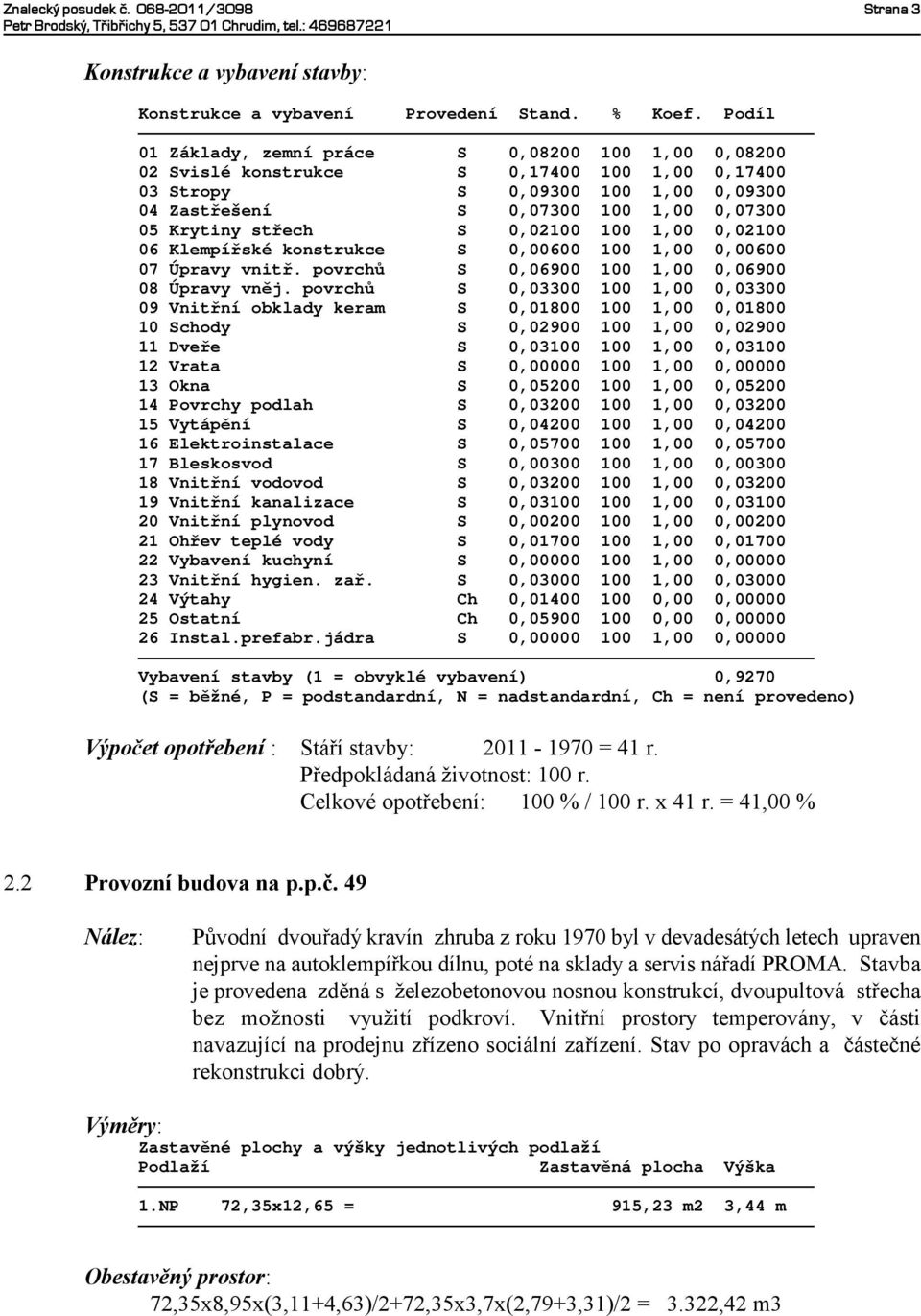 střech S 0,02100 100 1,00 0,02100 06 Klempířské konstrukce S 0,00600 100 1,00 0,00600 07 Úpravy vnitř. povrchů S 0,06900 100 1,00 0,06900 08 Úpravy vněj.