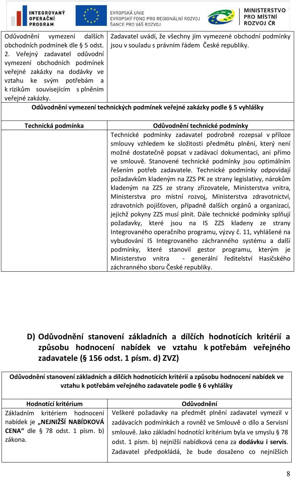 Zadavatel uvádí, že všechny jím vymezené obchodní podmínky jsou v souladu s právním řádem České republiky.