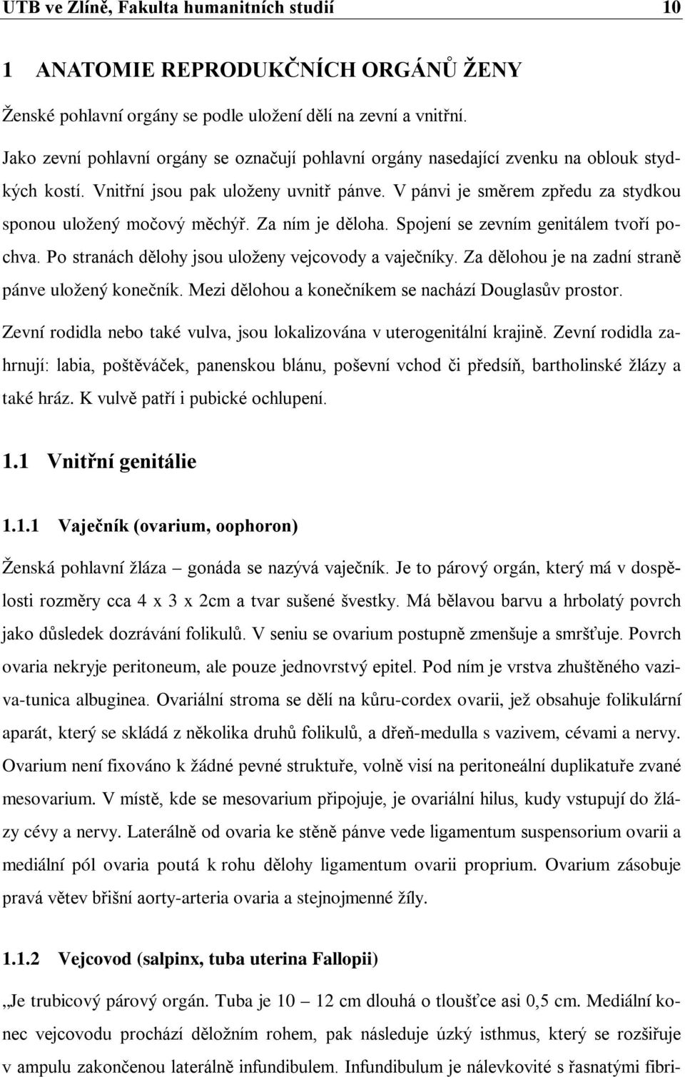 V pánvi je směrem zpředu za stydkou sponou uložený močový měchýř. Za ním je děloha. Spojení se zevním genitálem tvoří pochva. Po stranách dělohy jsou uloženy vejcovody a vaječníky.