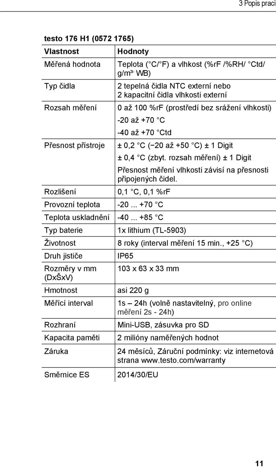 rozsah měření) ± 1 Digit Přesnost měření vlhkosti závisí na přesnosti připojených čidel. 0,1 C, 0,1 %rf Provozní teplota -20... +70 C Teplota uskladnění -40.