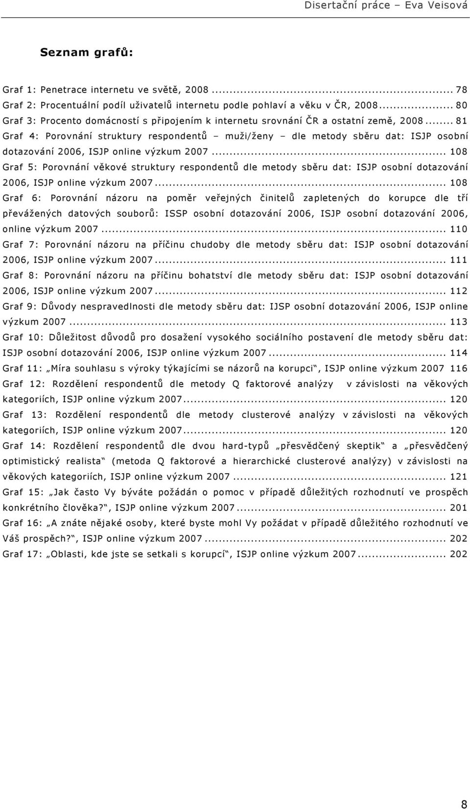 .. 81 Graf 4: Porovnání struktury respondentů muži/ženy dle metody sběru dat: ISJP osobní dotazování 2006, ISJP online výzkum 2007.