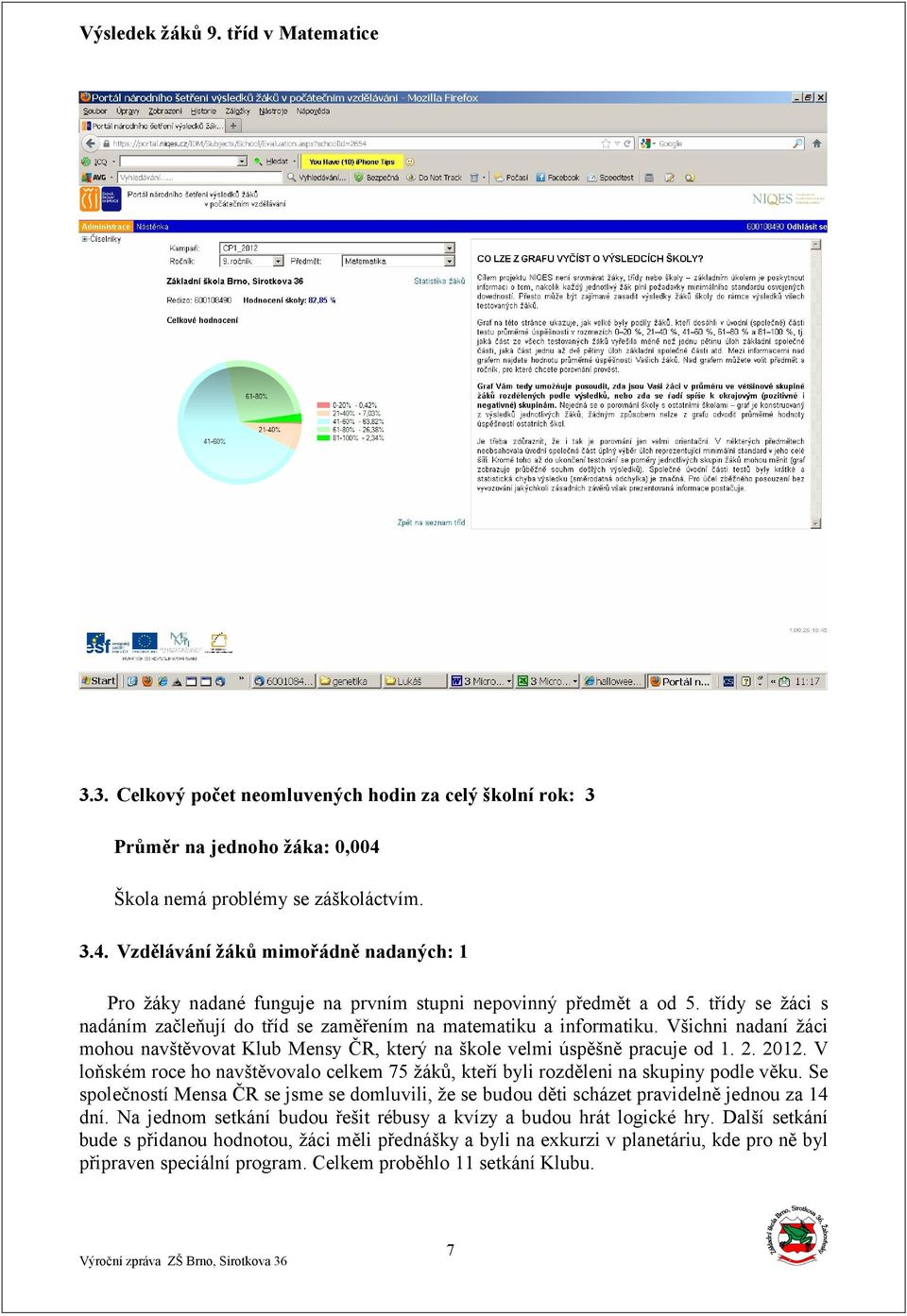 třídy se žáci s nadáním začleňují do tříd se zaměřením na matematiku a informatiku. Všichni nadaní žáci mohou navštěvovat Klub Mensy ČR, který na škole velmi úspěšně pracuje od 1. 2. 2012.