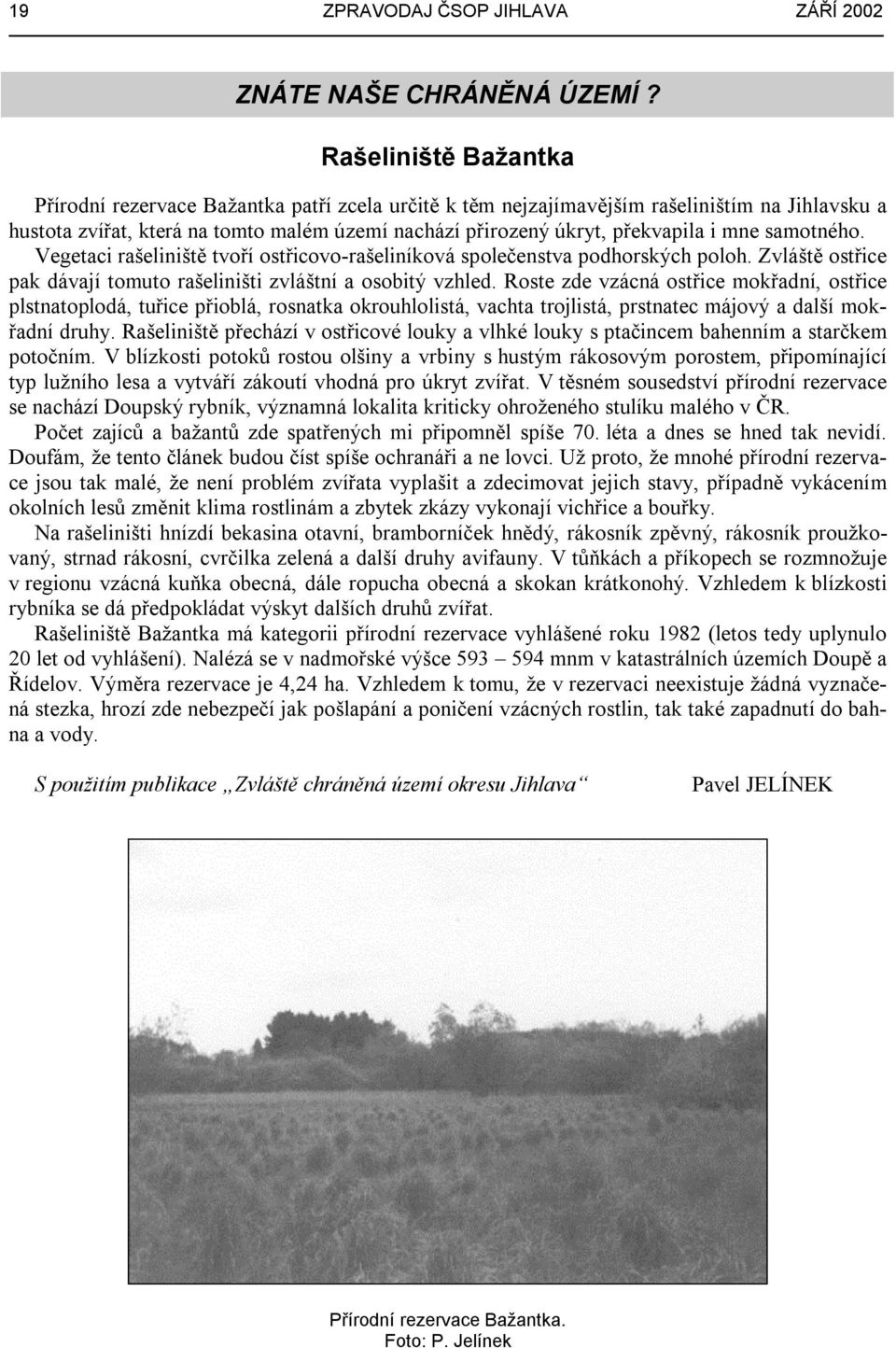 mne samotného. Vegetaci rašeliniště tvoří ostřicovo-rašeliníková společenstva podhorských poloh. Zvláště ostřice pak dávají tomuto rašeliništi zvláštní a osobitý vzhled.