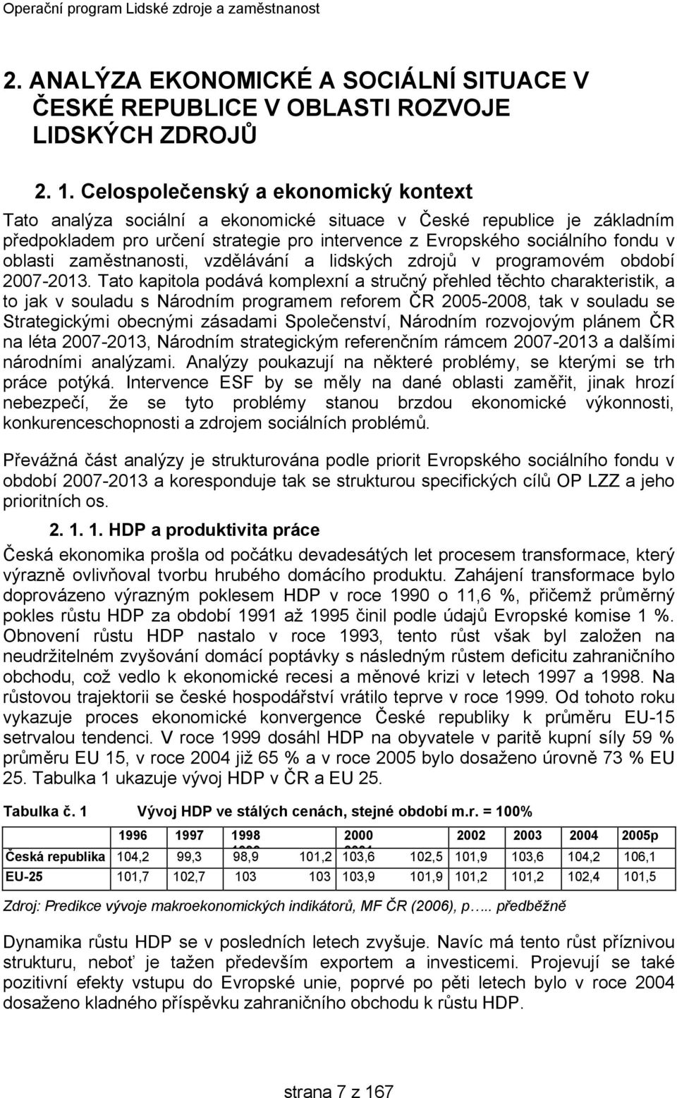 zaměstnanosti, vzdělávání a lidských zdrojů v programovém období 2007-2013.