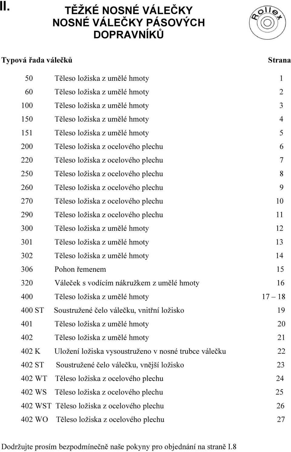 ocelového plechu 9 270 Těleso ložiska z ocelového plechu 10 290 Těleso ložiska z ocelového plechu 11 300 Těleso ložiska z umělé hmoty 12 301 Těleso ložiska z umělé hmoty 13 302 Těleso ložiska z umělé