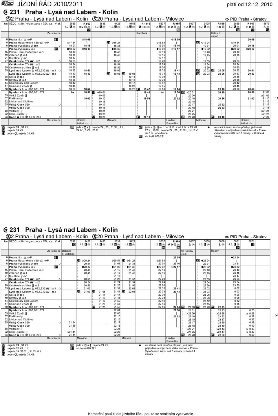 Praha-Vyso any h0 +# z 018 02 K18 17 Ý 018 32 019 02 K19 17 Ý 019 32 020 02 K20 17 15 Praha-Horní Po ernice hb 18 10 p Ý 18 40 19 10 p Ý 19 40 20 10 p 19 Zelene 3 h1 18 15 p Ý 18 45 19 15 p Ý 19 45