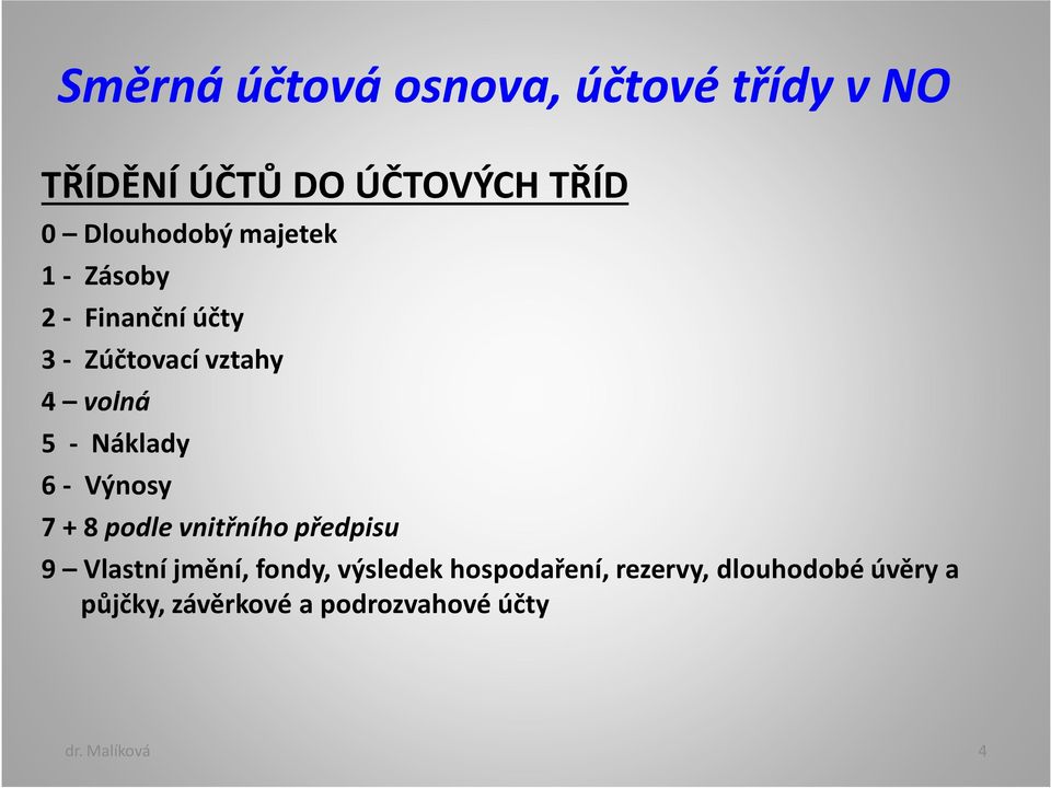 Výnosy 7 + 8 podle vnitřního předpisu 9 Vlastní jmění, fondy, výsledek