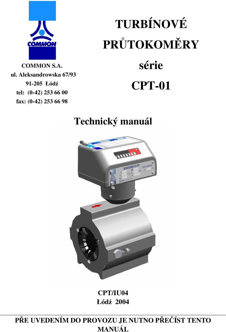 fax: (042) 253 66 98 série CPT01 Technický manuál