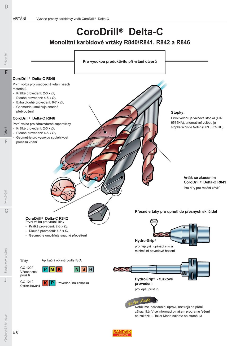 - Krátké provedení: 2-3 x D c - Dlouhé provedení: 4-5 x D c - xtra dlouhé provedení: 6-7 x D c - Geometrie umožňuje snadné přebroušení CoroDrill Delta-C R846 První volba pro žárovzdorné superslitiny