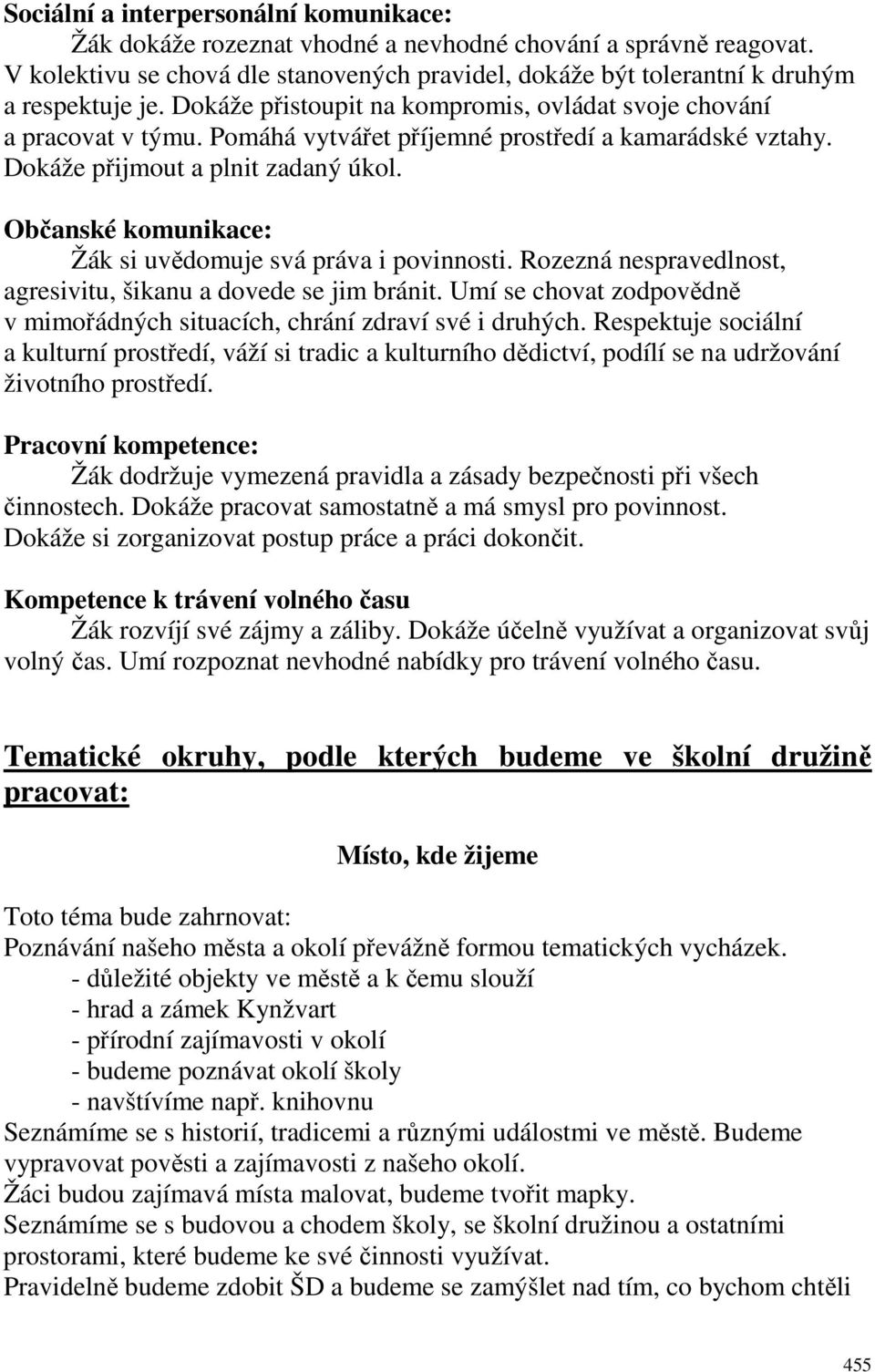 Občanské komunikace: Žák si uvědomuje svá práva i povinnosti. Rozezná nespravedlnost, agresivitu, šikanu a dovede se jim bránit.