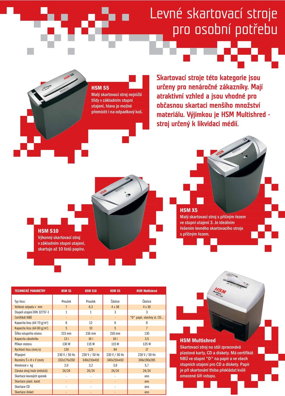 Výjimkou je HSM Multishred - stroj určený k likvidaci médií. HSM S10 Výkonný skartovací stroj v základním stupni utajení, skartuje až 10 listů papíru.