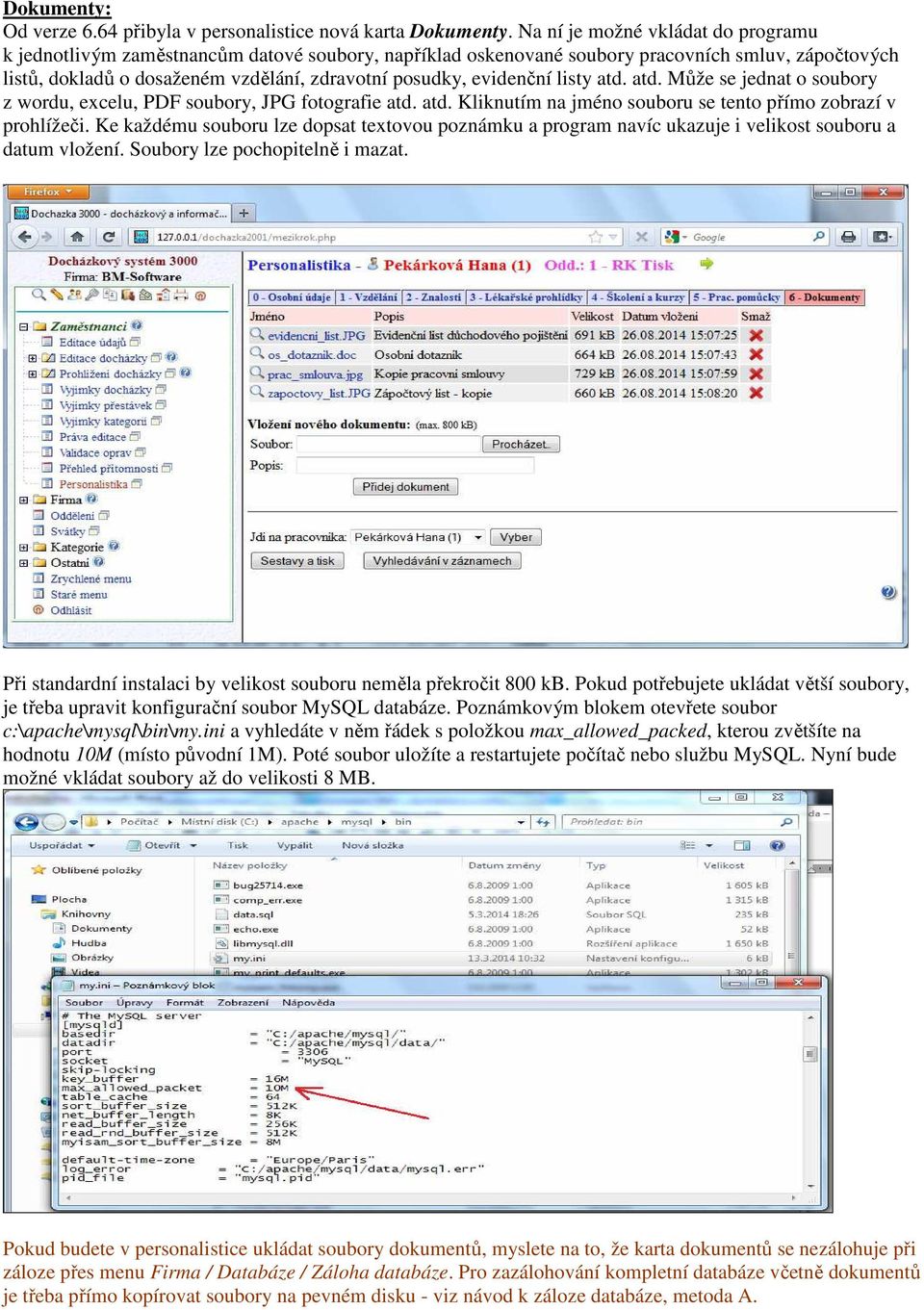 evidenční listy atd. atd. Může se jednat o soubory z wordu, excelu, PDF soubory, JPG fotografie atd. atd. Kliknutím na jméno souboru se tento přímo zobrazí v prohlížeči.