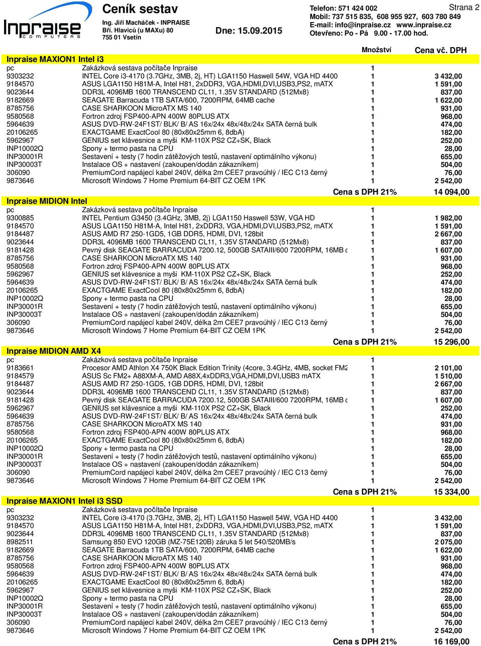 21% 15 296,00 Inpraise MIDION AMD X4 9183661 Procesor AMD Athlon X4 750K Black Edition Trinity (4core, 3.