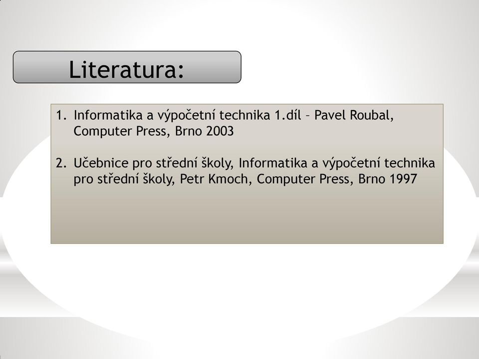 Učebnice pro střední školy, Informatika a výpočetní