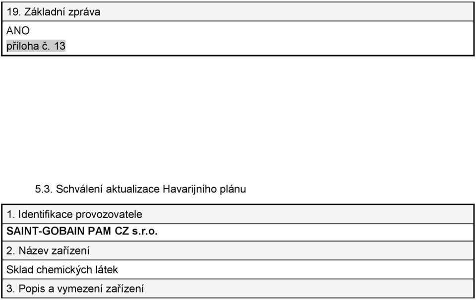 Identifikace provozovatele SAINT-GOBAIN PAM CZ s.r.o. 2.