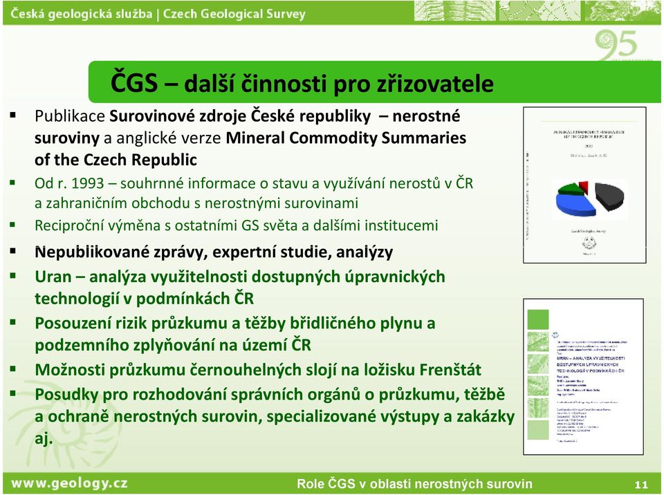 zprávy, expertní studie, analýzy Uran analýza využitelnosti dostupných úpravnických technologií v podmínkách ČR Posouzení rizik průzkumu a těžby břidličného plynu a podzemního