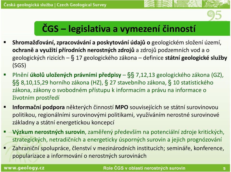 zákona, 10 statistického zákona, zákony o svobodném přístupu k informacím a právu na informace o životním prostředí Informační podpora některých činností MPO souvisejících se státní surovinovou