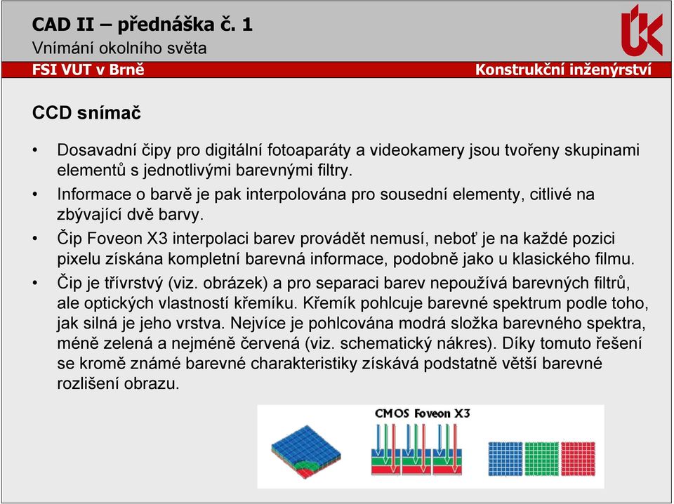 Čip Foveon X3 interpolaci barev provádět nemusí, neboť je na každé pozici pixelu získána kompletní barevná informace, podobně jako u klasického filmu. Čip je třívrstvý (viz.