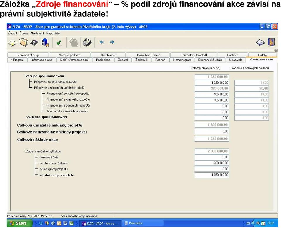 financování akce závisz