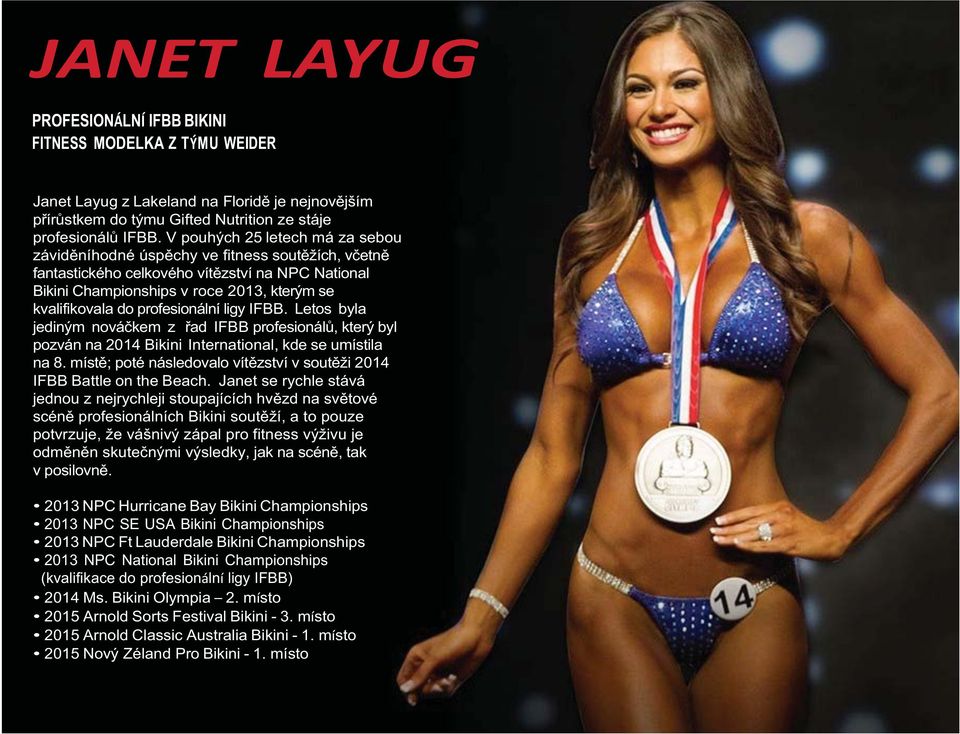 profesionální ligy IFBB. Letos byla jediným nováčkem z řad IFBB profesionálů, který byl pozván na 2014 Bikini International, kde se umístila na 8.