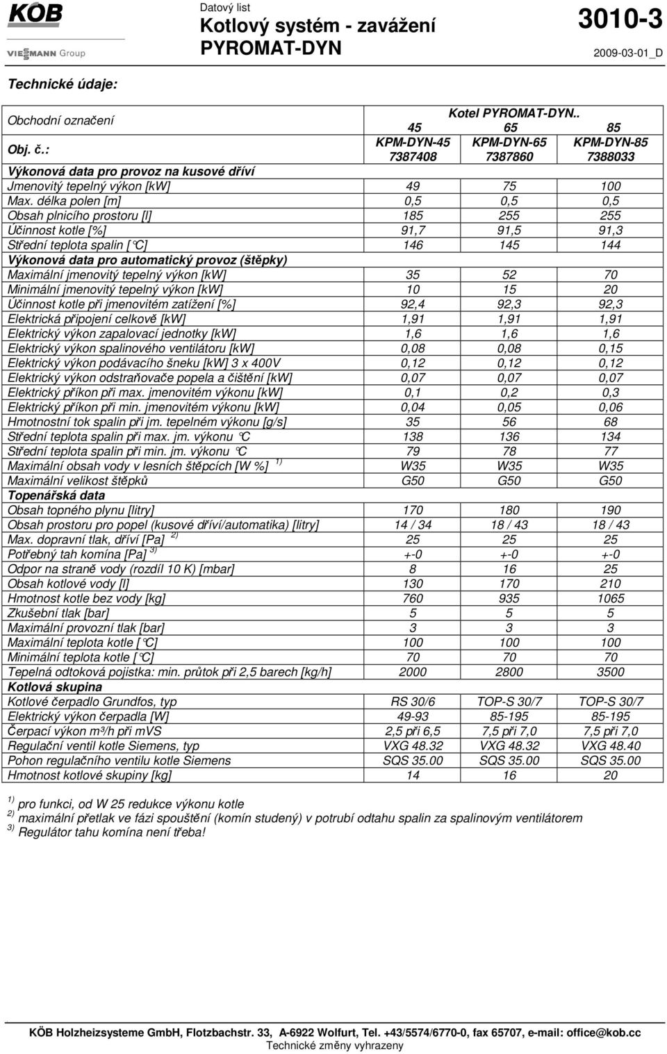 délka polen [m] 0,5 0,5 0,5 Obsah plnicího prostoru [l] 185 255 255 Účinnost kotle [%] 91,7 91,5 91,3 Střední teplota spalin [ C] 146 145 144 Výkonová data pro automatický provoz (štěpky) Maximální