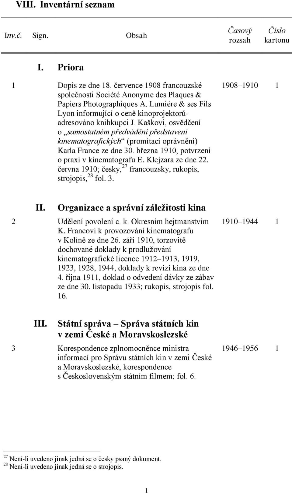 Kaškovi, osvědčení o samostatném předvádění představení kinematografických (promítací oprávnění) Karla France ze dne 30. března 1910, potvrzení o praxi v kinematografu E. Klejzara ze dne 22.