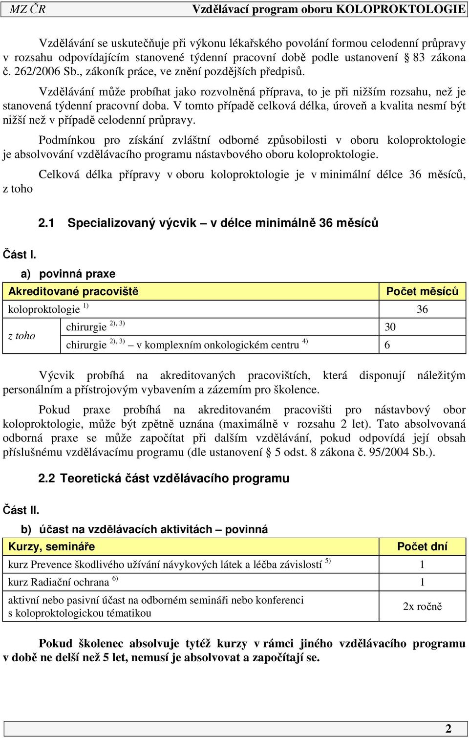 V tomto případě celková délka, úroveň a kvalita nesmí být nižší než v případě celodenní průpravy.