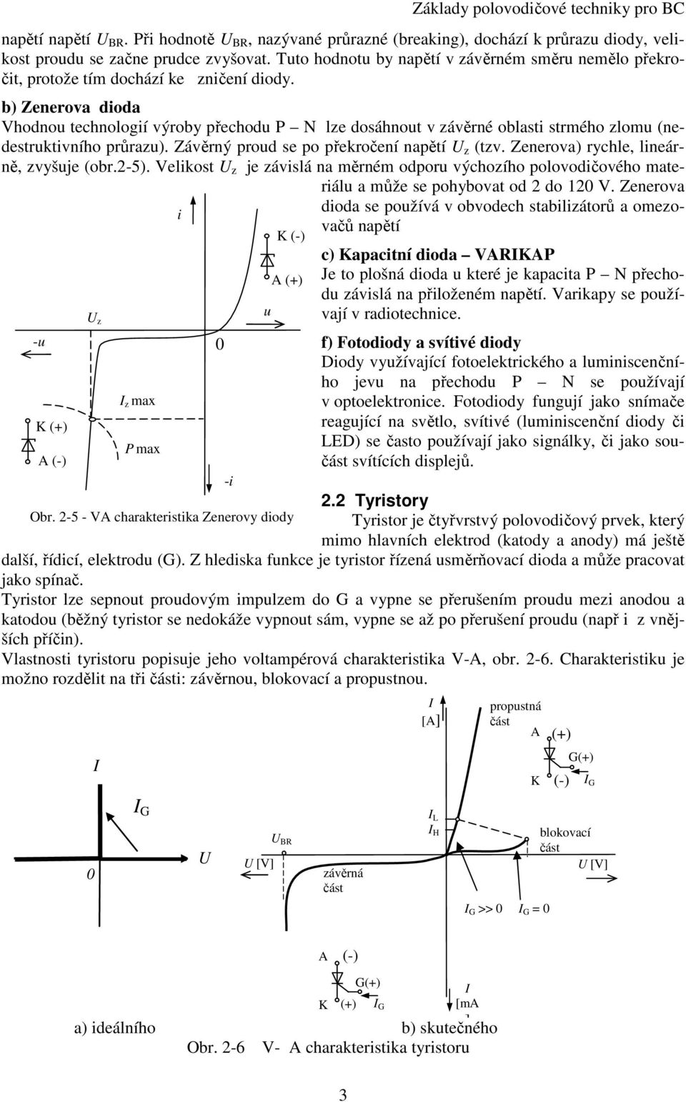 b) Zenerova dioda Vhodno technologií výroby přechod P N lze dosáhnot v závěrné oblasti strmého zlom (nedestrktivního průraz). Závěrný prod se po překročení napětí U z (tzv.