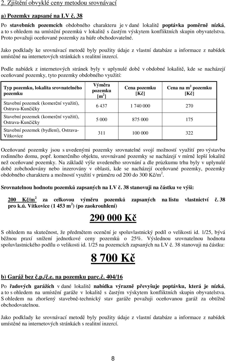 Proto považuji oceňované pozemky za hůře obchodovatelné.