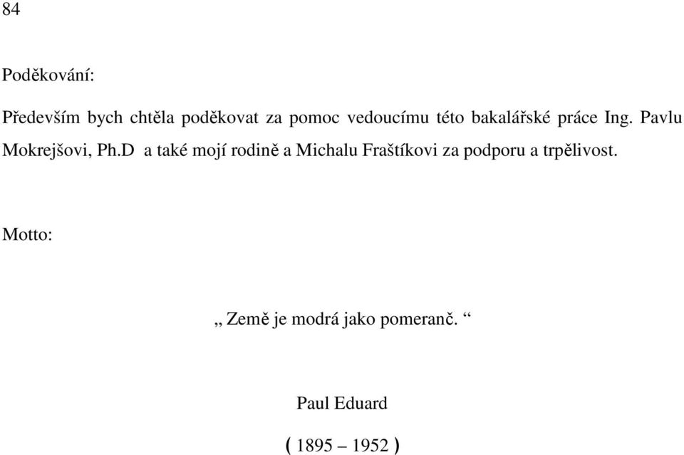 D a také mojí rodině a Michalu Fraštíkovi za podporu a