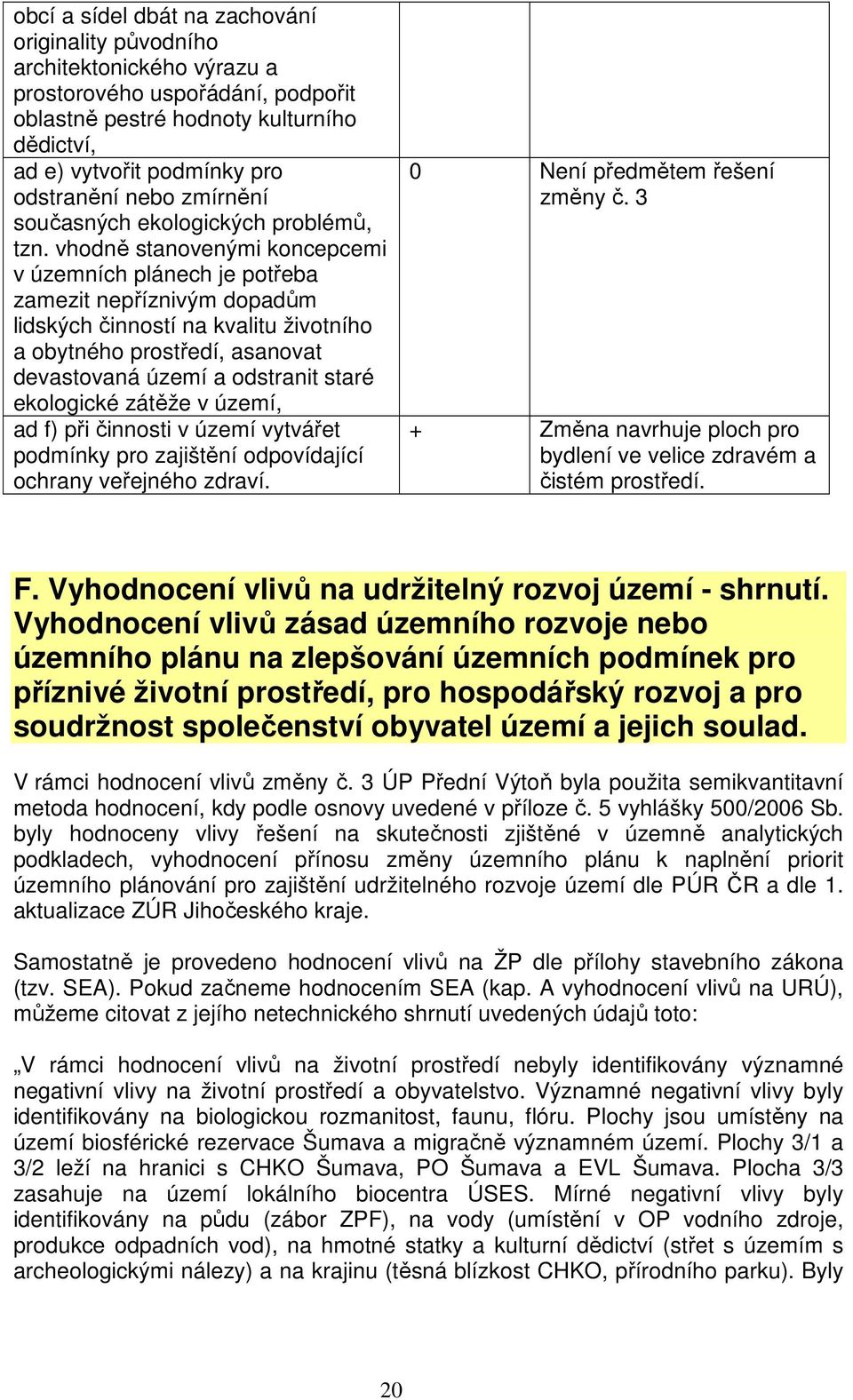 vhodně stanovenými koncepcemi v územních plánech je potřeba zamezit nepříznivým dopadům lidských činností na kvalitu životního a obytného prostředí, asanovat devastovaná území a odstranit staré