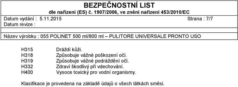 Způsobuje vážné poškození očí. Způsobuje vážné podráždění očí.