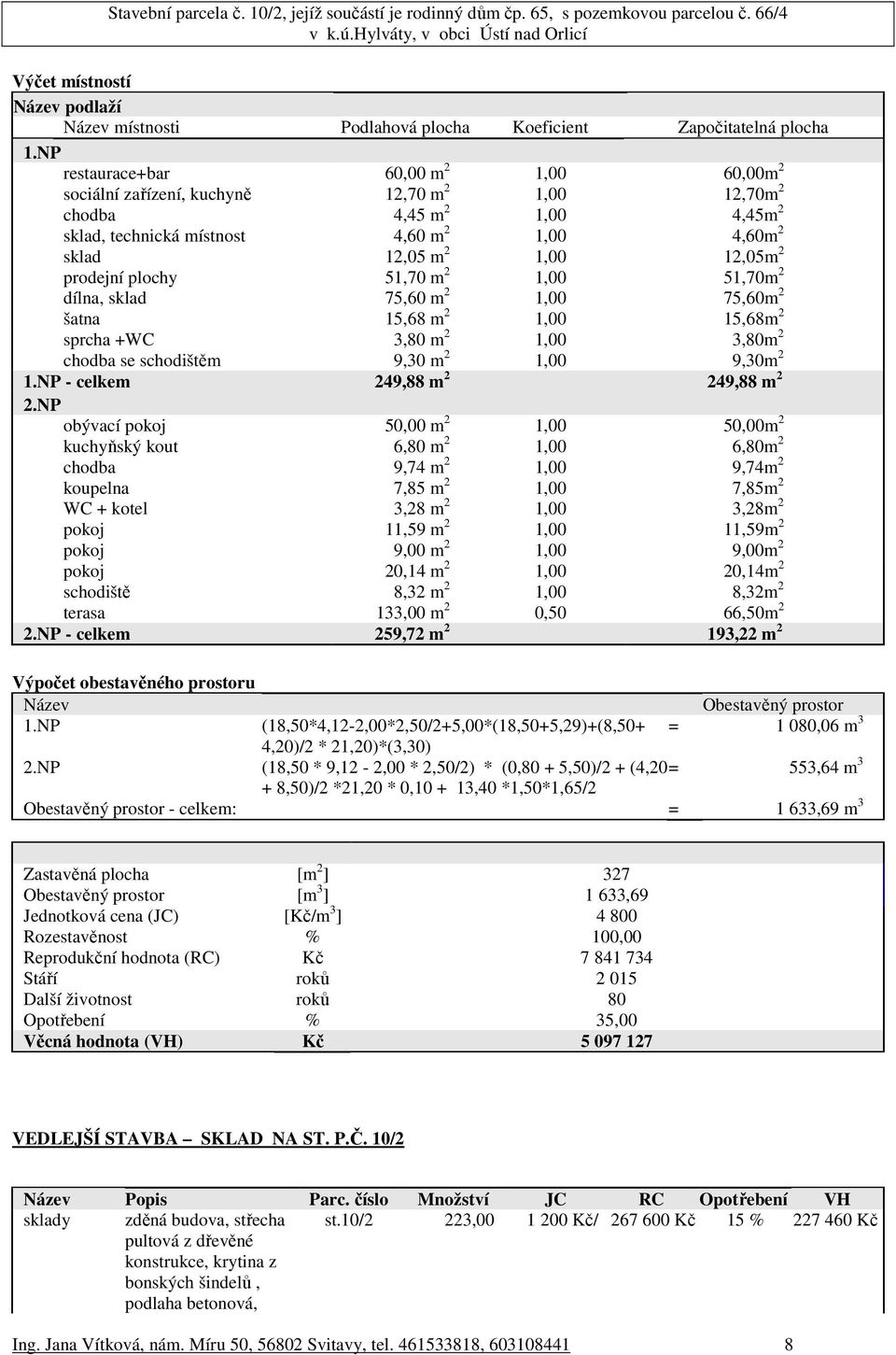 prodejní plochy 51,70 m 2 1,00 51,70m 2 dílna, sklad 75,60 m 2 1,00 75,60m 2 šatna 15,68 m 2 1,00 15,68m 2 sprcha +WC 3,80 m 2 1,00 3,80m 2 chodba se schodištěm 9,30 m 2 1,00 9,30m 2 1.