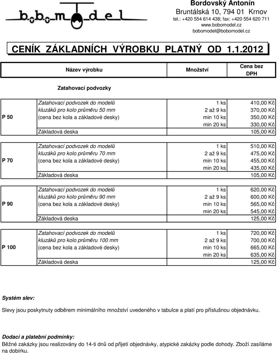 330,00 Kč 105,00 Kč Zatahovací podvozek do modelů 1 ks 510,00 Kč kluzáků pro kolo průměru 70 mm 2 až 9 ks 475,00 Kč (cena bez kola a základové desky) min 10 ks 455,00 Kč min 20 ks 435,00 Kč 105,00 Kč