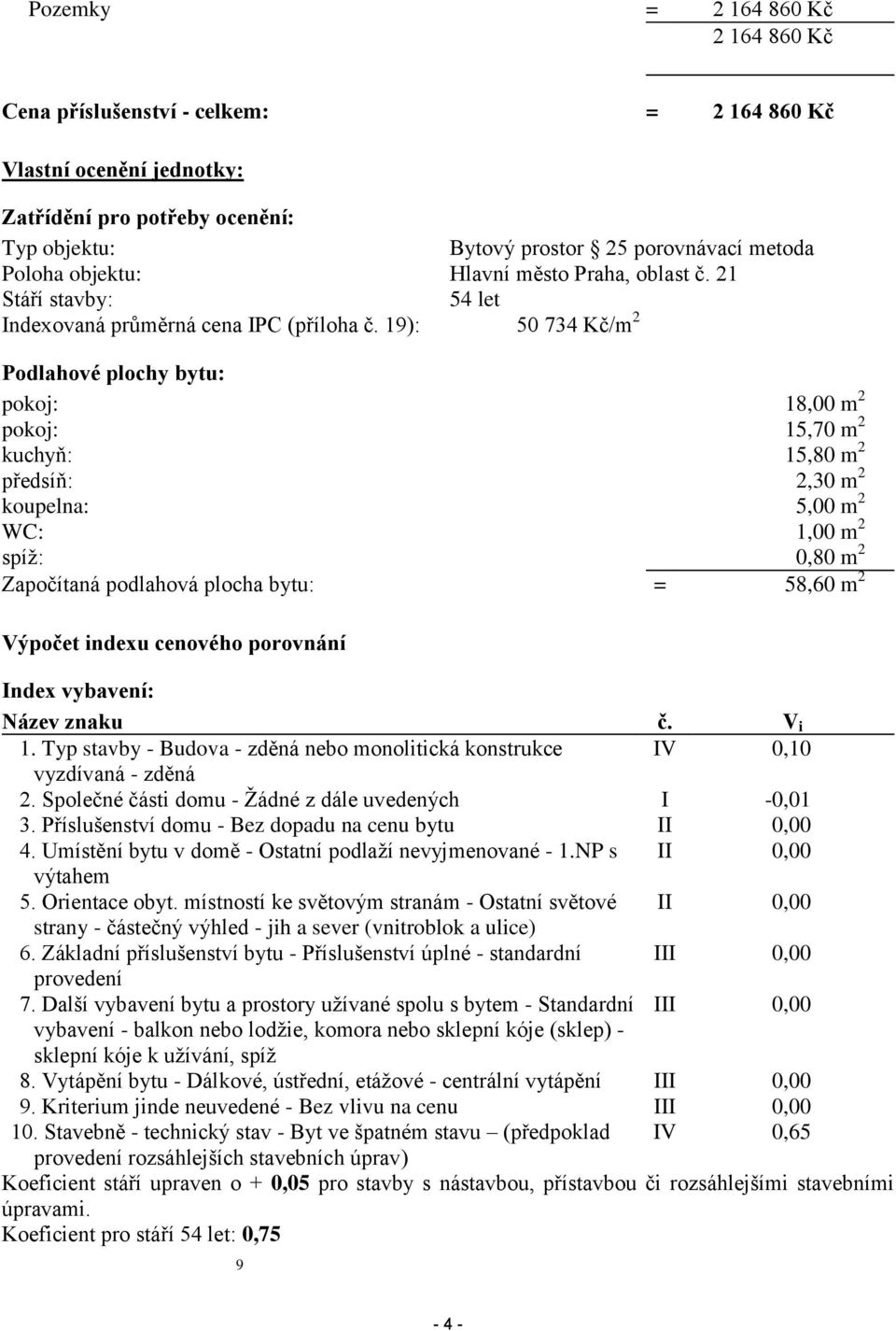 19): 50 734 Kč/m 2 Podlahové plochy bytu: pokoj: 18,00 m 2 pokoj: 15,70 m 2 kuchyň: 15,80 m 2 předsíň: 2,30 m 2 koupelna: 5,00 m 2 WC: 1,00 m 2 spíž: 0,80 m 2 Započítaná podlahová plocha bytu: =