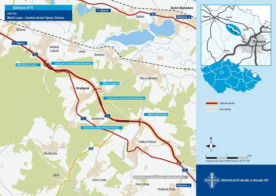 most pøes údolí potoka Hrabyòka øešená stavba jiné stavby Josefovice MÚK Velká Polom most pøes údolí potoka Kremlice Velká Polom Budišovice 465